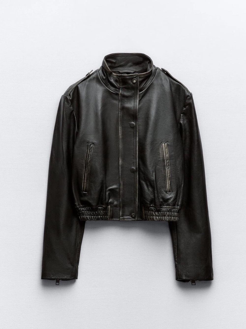 Zara Distressed Leather Jacket